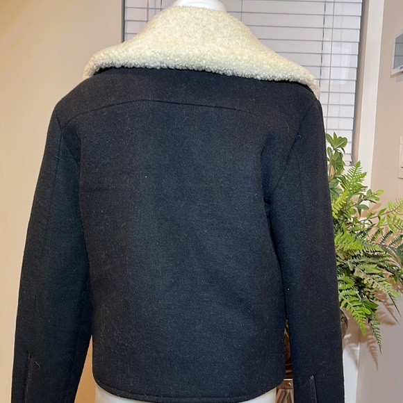 Kate Spade Zip Coat Jacket Wool Fur Neck Small - Picture 6 of 9